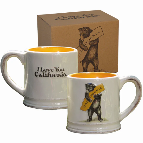 I LOVE YOU CALIFORNIA BEAR HUG RUSTIC EARTHENWARE MUG