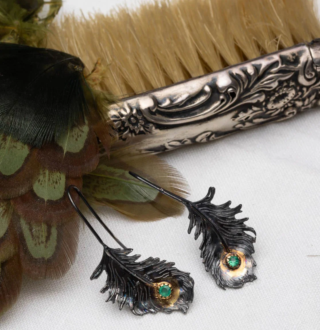 PEACOCK FEATHER EARRINGS - Image 2