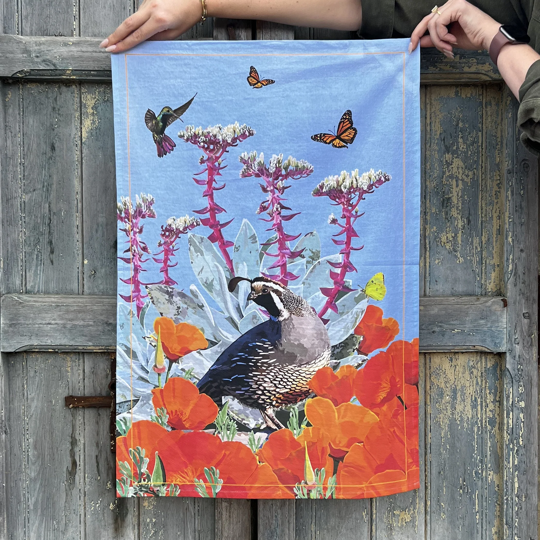 QUAIL AND POPPIES TEA TOWEL - Image 2