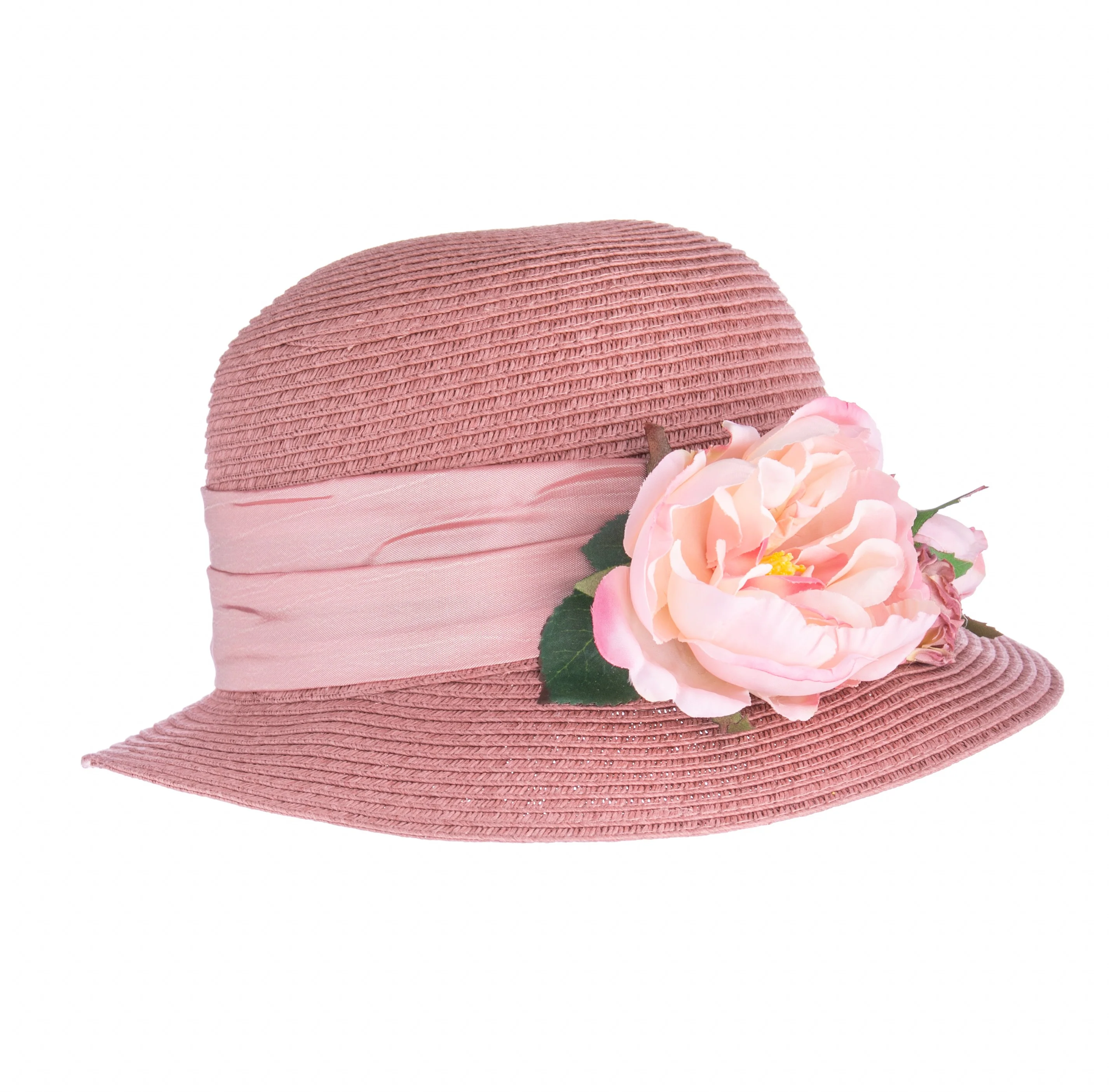 PINK FLOWER BOUQUET CLOCHE HAT